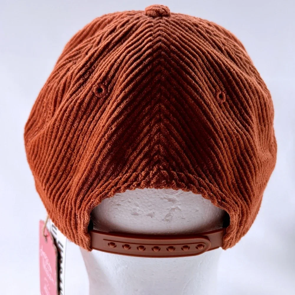 American Needle Embroidered Cowboy Script Terra Cotta Corduroy Snapback Hat NWT